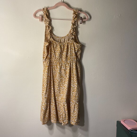 🔥 Banana Republic Factory | New Gold Plate Abstract Ruffle Fit & Flare Dress XS - Picture 3 of 6